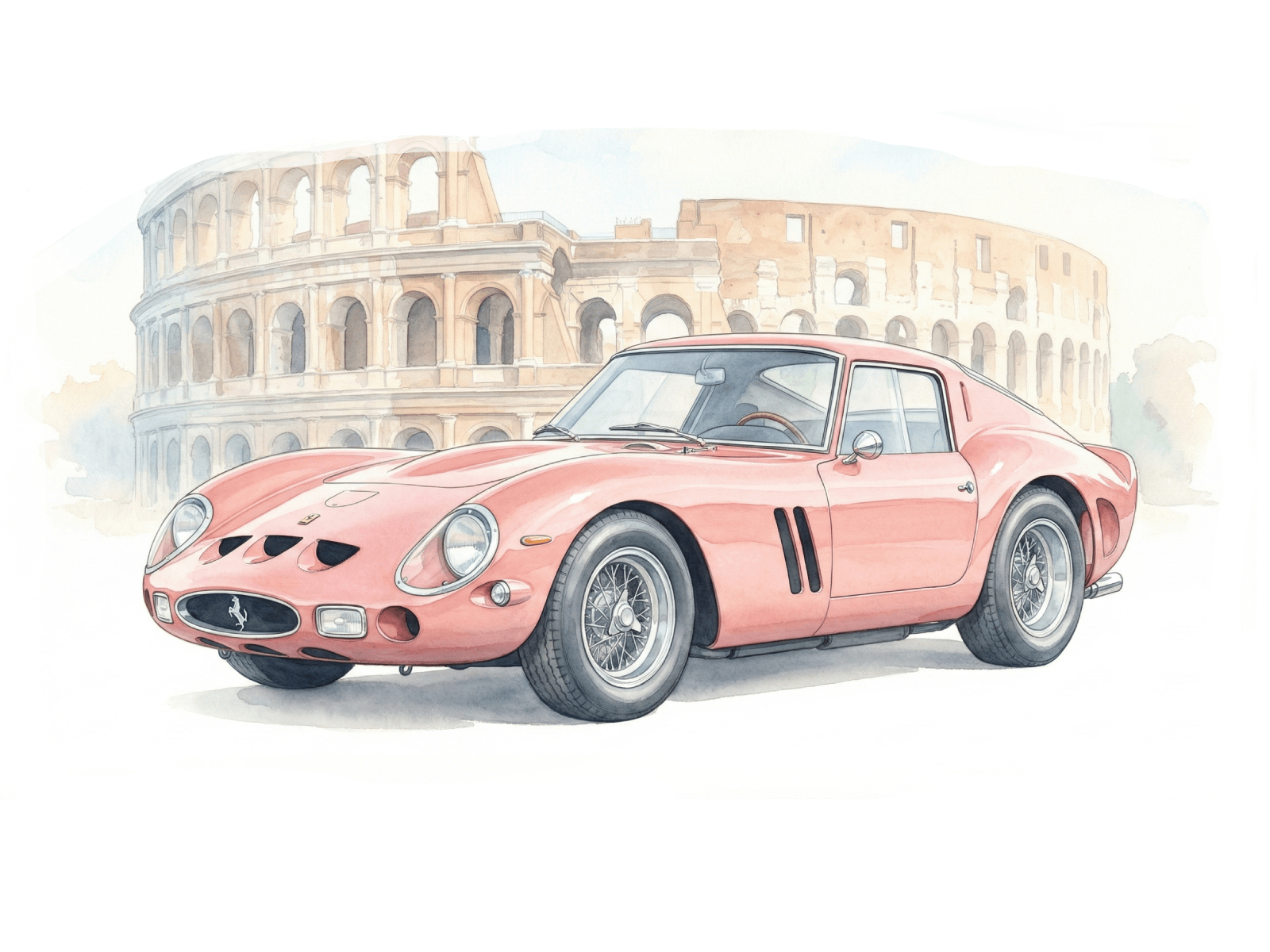 Ferrari 250 GTO watercolor artwork