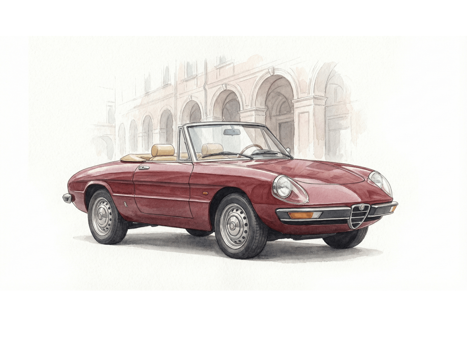 Alfa Romeo Spider watercolor artwork