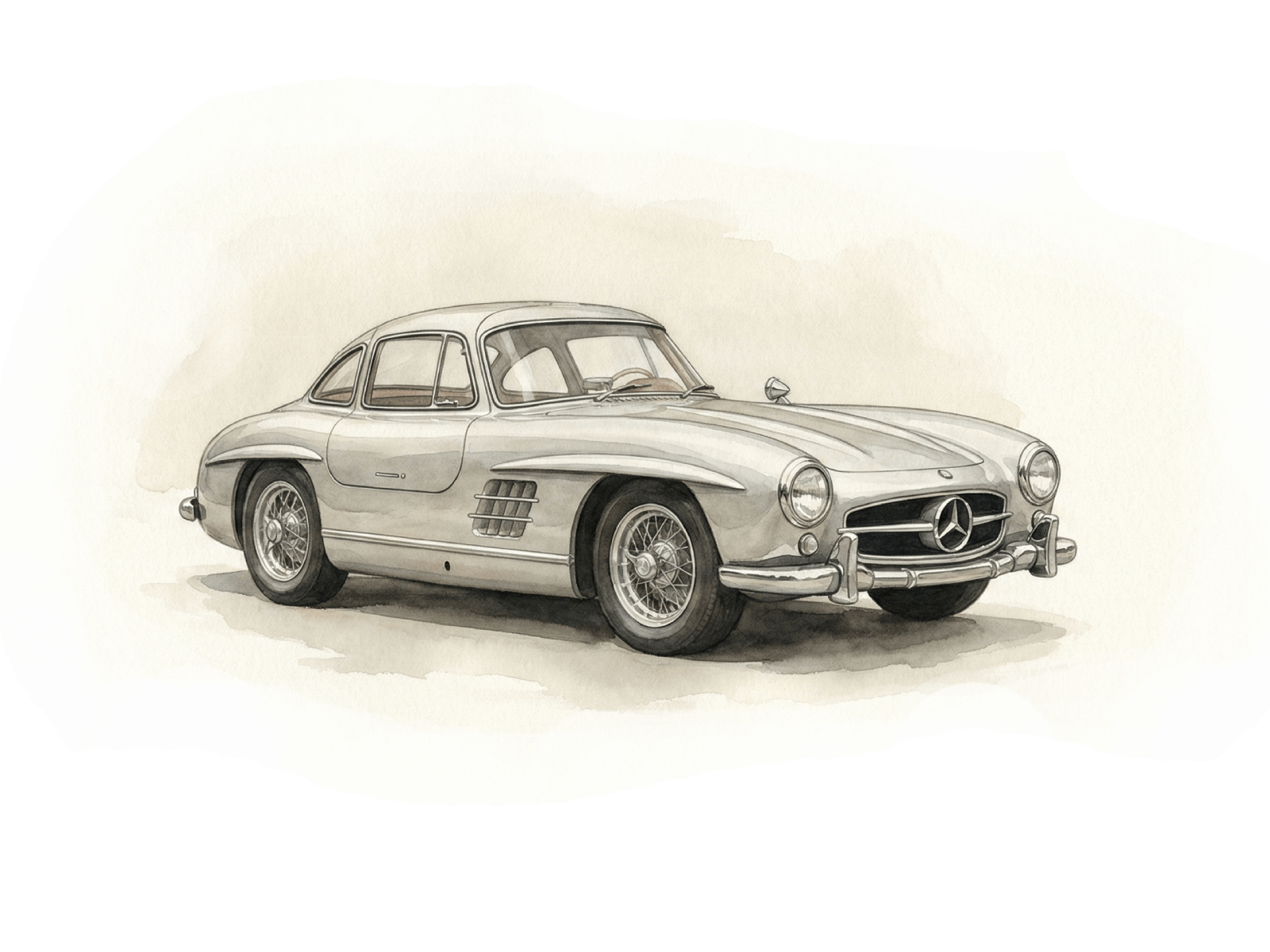 Featured watercolor classic car artwork